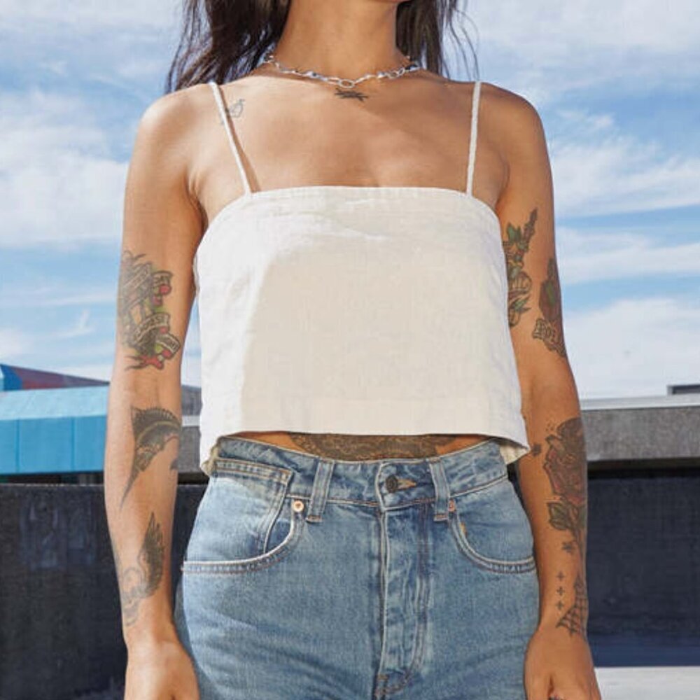 ✨ Decade Studio Dana Camisole Linen Cotton Cropped Top Ivory  Size 2-4